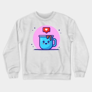 Cute Coffee With Love Sign Cartoon Vector Icon Illustration Crewneck Sweatshirt